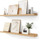 Solid Ash Wood Picture Ledge Shelf, 36 Inch Floating Shelves with Lip Set of 2, Photo Ledge Shelf Nursery Bookshelf Wall Mounted for Living Room Bedroom Decor, Natural by TinyTreasures Baby Boutique