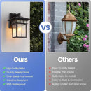 Outdoor Wall Lantern, Exterior Lighting Fixtures Wall Mount, 2 Pack Black Outdoor Sconce with Seeded Glass, Dusk to Dawn Exterior Porch/Patio Lights for House Front Door Garage by GreenHaven Gardens