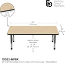 Factory Direct Partners FDP Rectangle Activity School and Classroom Kids Table (36 x 60 inch), Toddler Leg, Adjustable Height 15-24 inches - Maple Top and Black Edge by CozyNest Decor