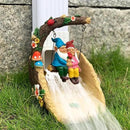Gnome On The Swing Gutter Downspout Extension Decoration,Rain Downspout Diverter Garden Statue,Decorative Gutter Extension,Downspout Splash Block,Animal Resin Statue Outdoor Décor by GreenHaven Gardens
