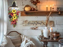 24" Rustic Fall Scarecrow Teardrop Swag – Farmhouse Sunflower & Pumpkin Wreath – Autumn Harvest Hanging Decor for Front Door, Wall, Porch, Indoor/Outdoor by CozyNest Decor