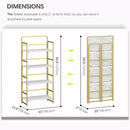 4NM No Assembly Foldable Bookshelf, 4-Shelf Collapsible Bookcase Storage for Small Spaces, 54" H, White and Golden by CozyNest Decor