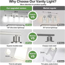 5-Light Brushed Nickel Bathroom Vanity Light with Milky White Frosted Glass Shades, Modern Bathroom Light Fixtures, Up/Down Reversible Lighting for Mirror, Bedroom, Kitchen, Living Room, Hallway by CozyNest Decor