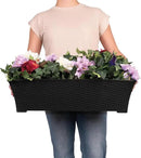 Elly Décor Set of 2 18x8 Rectangular Modern, Resistant and Self Watering Planter with Rattan-Like Finish, 18", Gray by CozyNest Decor