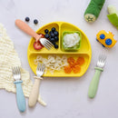 DRKIO 8 Pieces Toddler Forks Set - Baby Forks with Silicone Handle Children safe 18/8 Stainless Steel Toddler Utensils Set for Self Feeding Kids Silverware Anti-Choke Design Food Grade Dishwasher Safe by TinyTreasures Baby Boutique