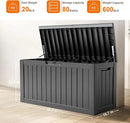 80 Gallon Resin Deck Box, Lockable Patio Outdoor Storage Box for Furniture, Garden Tools and Tools Storage, Waterproof Outside Storage Box - Black by CozyNest Decor