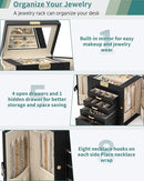 AKOZLIN 5-Tier Jewelry Box Leather Jewelry Storage Organizer with 4 Drawers Lockable for Women Girls Ring Necklace Earring Bracelet Watches Holder with Mirror Black by TinyTreasures Baby Boutique