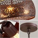 WUZUPS Chandelier Rustic Farmhouse Industrial Round Ceiling Pendant LED Light Fixture with Later-Cut Openwork Drum Shade, H 15.7" x W 13.4", Oil Rubbed Bronze by CozyNest Decor