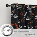 Kids Space Themed Blackout Curtains - 100% Blackout, Thermal Insulated, Noise Reducing, Perfect for Kids Room and Nursery, 2 Panels (Starlight Rocket Chase, W52×L84) by TinyTreasures Baby Boutique