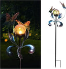 VCUTEKA Solar Lights Outdoor Metal Garden Stake Waterproof Crackle Glass Globe Garden Decor Butterfly for Pathway, Lawn, Patio, Yard by CozyNest Decor