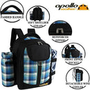 apollo walker Picnic Backpack Bag for 2 Person with Cooler Compartment, Detachable Bottle/Wine Holder, Fleece Blanket, Plates and Cutlery Set by GreenHaven Gardens