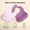 KeaBabies 2-Pack Silicone Baby Bibs for Eating - Sturdy Food-Grade Silicone Bibs for Babies Girl, Boy, Large Food Catcher, Clean & Put On Easily, Waterproof Toddler Feeding Essentials (Amethyst) by TinyTreasures Baby Boutique