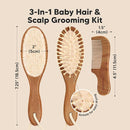 Baby Hair Brush and Comb Set for Newborn - Wooden Baby Hair Brush Set with Soft Goat Bristle, Baby Brush Set for Newborns,Baby Brush and Comb Set Girl, Boy,Toddler Cradle Cap Brush (Oval, Dark Walnut) by TinyTreasures Baby Boutique