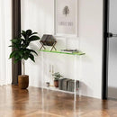 Sleek Modern 2-Tier Acrylic Console Table, 39.4" L x 7.6" W x 31.5" H - Entryway Table for Hallway, Living Room, Sofa Side, Small Spaces (Green) by CozyNest Decor