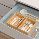 Silverware Tray for Drawer, Stackable Kitchen Bamboo Drawer Organizer 9" x 6" x 2" Set of 2 by CozyNest Decor
