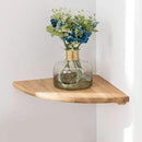 Corner Shelf, 7inch Solid Oak Wood Floating Corner Shelf Wall Mount Round End Floating Speaker Shelves with Wire Hole for Small Plant Photo Frame for Bedroom Kitchen, Living Room by CozyNest Decor