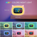 Cute Cat Ear Alarm Clock with RGB 7 Color Night Light & 18 Ringtones,Rechargeable Clock for Kids Bedroom,LED Colorful Digital Display,Bedside Clock for Boys,Girls Birthday Presents(Pink) by TinyTreasures Baby Boutique