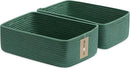 Large Shallow Organizing Baskets 15x11x5.1 Inches - Rope Woven Storage Bins for Bathroom, Shelves, Cube Closet, Green 2 Packs by CozyNest Decor