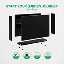 IDZO Metal Planter Box, Privacy Trough for Patio, Rectangle Container for Outdoor Plants, Tall Large Rectangular Steel Bed for Outdoor Greens with Drainage Holes & Adjustable Feet, Black by CozyNest Decor