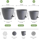 Large Self Watering Pots, 12/10/9 Plastic Planters with High Drainage Holes and Deep Reservoir for Indoor Outdoor Garden Plants and Flowers, Grey Speckles by GreenHaven Gardens