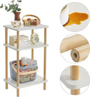 IBUYKE 3-Tier Side Table, Solid Wood Tall End Table with Storage Shelves, Nightstand Bedside Table for Living Room Bedroom Office, No-Tool Assembly, White UWST003W by CozyNest Decor