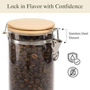 Glass Coffee Canister Coffee Containers for Ground Coffee Coffee Bean Storage Airtight Seal with Locking Clamp, Coffee Bar Accessories Perfect for Kitchen Storage by CozyNest Decor