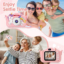 Kids Camera, Toys for Toddlers Age 3-8 Year Old Girl Christmas Birthday Gifts, Children Digital Camera with Cartoon Soft Silicone Cover and 32GB Card (Sakura Pink) by TinyTreasures Baby Boutique