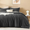 Litanika Dark Grey Oversized King Comforters Super King Plus Size, 3 Pieces Lightweight Solid Bedding Comforter Set, All Season Fluffy Bed Set (128x120In Comforter & 2 Pillowcases) by CozyNest Decor