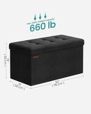 SONGMICS Mazie Collection - 30 Inches Folding Storage Ottoman Bench, Ottoman Foot Rest, End of Bed Bench, Storage Chest, Load 660 lb, for Living Room, Bedroom, Entryway, Ink Black ULSF047B01 by CozyNest Decor