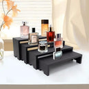 Large Display Wood Risers Wooden Stand 8 Tier Wood Racks Decorative Rectangular, 2 Set 8 Piece Cupcake Stands Cologne Perfume Organizer Dessert Showcase Items(black) by CozyNest Decor