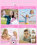 Video Kids Camcocrder, Kids Boys Digital Toddler Camera for 3 4 5 6 7 8 Years Old Birthday Gifts, 1080P Video Camera with Cute Protective Cover & 16GB TF Card, Pink by TinyTreasures Baby Boutique