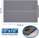 Silicone Dish Drying Mat for Kitchen Counter, 15''x 10'' Drying Mat with Drain Lip, Non-Slip Dish Drainer Mats with Built-in Drain, Heat Resistant Drain Pad on Countertop, Gray by CozyNest Decor
