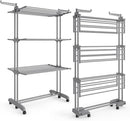 SONGMICS Clothes Drying Rack 4-Tier, Foldable Laundry Drying Rack 68.1-Inch Tall, Stainless Steel, Rolling Clothes Horses, Clothes Airer, Indoor Outdoor Use, Dove Gray ULLR703G01 by TinyTreasures Baby Boutique