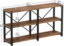 IRONCK Rustic Entryway Console Table, Long Hallway Table 55 in 3-Tier, TV Stand Entertainment Center Media Stand for Living Room, Industrial Style, Vintage Brown by CozyNest Decor
