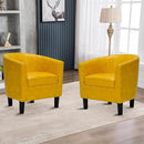 INZOY Modern Accent Chair with Ottoman for Small Space, Club Chair with Ottoman Set, Comfy PU Leather Barrel Reading Chairs for Living Room Bedroom, Round Reading Chair with Foot Rest, Yellow by CozyNest Decor