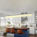 Modern Pendant Lights Kitchen Island, 50" Minimalist Dimmable LED Linear Light Fixture Silvery Gray Aluminum Bar Lights Hanging for Dining Room, Kitchen, Restaurant, Living Room by CozyNest Decor