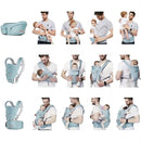 Baby Carrier, 3-in-1 Baby Carrier Newborn to Toddler with Hip Seat (Ergonomic M Position) for 0-36 Month/7-45lbs, Adjustable Size for Enhanced Lumbar Support,Perfect for On-The-go,Light Cyan by TinyTreasures Baby Boutique