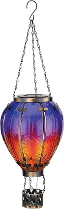 Regal Art & Gift Hot Air Balloon Solar Lantern – Hanging Solar-Powered LED Lights, Waterproof Portable Decorative Outdoor Lamp Made of Metal & Glass for Garden, Patios & Pathway – Purple (Large) by GreenHaven Gardens