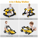 HONEY JOY 4-in-1 Baby Walker, Activity Push Walker w/3 Adjustable Heights, Smooth Wheels w/Adjustable Speed, Padded Seat, Music & Light, Foldable Car Walker for Baby Boys Girls Age 6 Months+ (Yellow) by TinyTreasures Baby Boutique