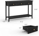 47" Console Table with 3 Drawers, Fluted Narrow Long Entryway Table with Storage Shelf, Accent Table for Entryway, Living Room, Behind Couch, Foyer, Hallway, Office by CozyNest Decor