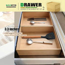 Stackable Bamboo Drawer Organizer Set – 2 Boxes with 1 Lid | Wood-Laminated Trays for Kitchen Utensils, Silverware & Flatware – Storage Fits Cabinets, Pantry, Bathroom & Office | 10.2"x7.3" (2-Pack) by CozyNest Decor