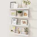 Picture Ledge Shelf, Solid Pine Wood Floating Shelves Set of 4, 16 Inches Nursery Book Shelves for Toys Storage, Kids Bookshelf Wall Mounted for Living Room Decor Photo Frames, White by TinyTreasures Baby Boutique