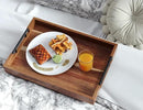 Acacia Wood Serving Tray with Metal Handles,17x12in Ottoman Decorative Trays Platter for Coffee Table,Living Room,Bar,Party(Large) by CozyNest Decor