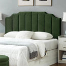 24KF Dark Green Teddy Fabric Tufted for Queen Upholstered Headboard, Modern Vertical Channel Design Full Headboard with Stepped Silhouette Top Edge, 6026-Q-Teddy Dark Green by CozyNest Decor
