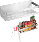 Magnetic Spice Rack for Refrigerator Spice Organizer, Strong Magnetic Shelf with 2 Removable Hooks Space Saver for Refrigerator and Microwave Oven, Metal Fridge Shelf(1 pack Silver) by CozyNest Decor