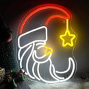 Moon Christmas Santa Neon Sign,Cute Anime Neon Light,Moon Star Neon Sign for Wall Decor,Red Christmas Hat USB Neon Light Sign for Party Store Living Room Bar Door Kids Bedroom Christmas Gift by GreenHaven Gardens