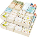 DIMJ Drawer Organizer Clothes 15 Pack - Foldable Baby Organizers and Storage & Dresser Organizer for Bedroom, Closet - Nursery Organization Dresser Dividers for underwear, Sock,Bra, Belt, Tie, Beige by CozyNest Decor