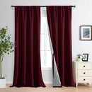 XWZO 100% Blackout Curtain Panels - Extra Long Rod Pocket Thermal Insulated Black Liner Curtains, Noise Reducing and Heat Blocking Drapes for Bedroom with Tiebacks, Burgundy, W52 x L108, Set of 2 by TinyTreasures Baby Boutique