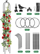 2 Pcs Garden Trellis for Climbing Plants, 6.2 Ft Rustproof Metal Pipe with Heavy Duty Plastic Coated, Garden Outdoor Indoor Potted Plant Support, Obelisk Garden Trellis for Climbing Vine