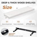 Fun Memories Floating Shelves for Wall, 24" Rustic Wood Deep Wall Mounted Shelves with Invisible Brackets for Decor & Storage, Floating Shelf for Living Room, Bathroom (White, Set of 2) by CozyNest Decor